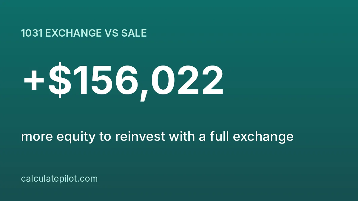 1031 exchange keeps 574,750 dollars to reinvest versus 418,728 after a taxable sale