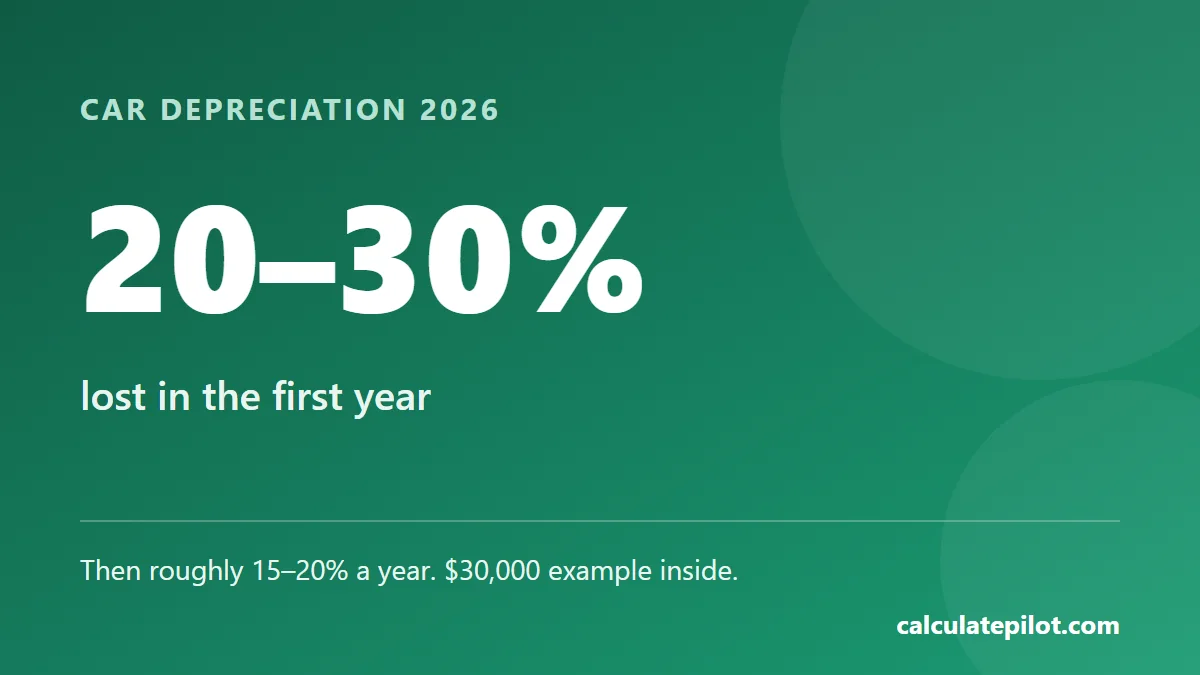 A new car loses 20 to 30 percent of its value in the first year