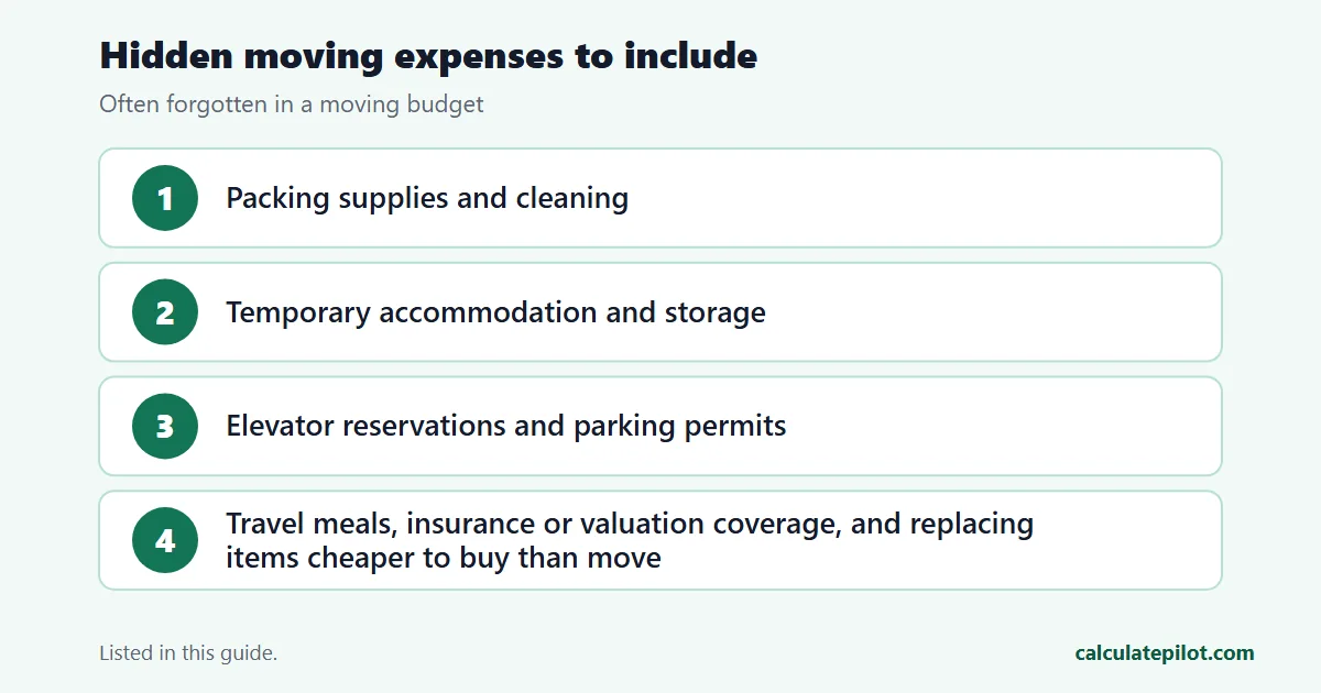 Checklist of commonly overlooked moving costs