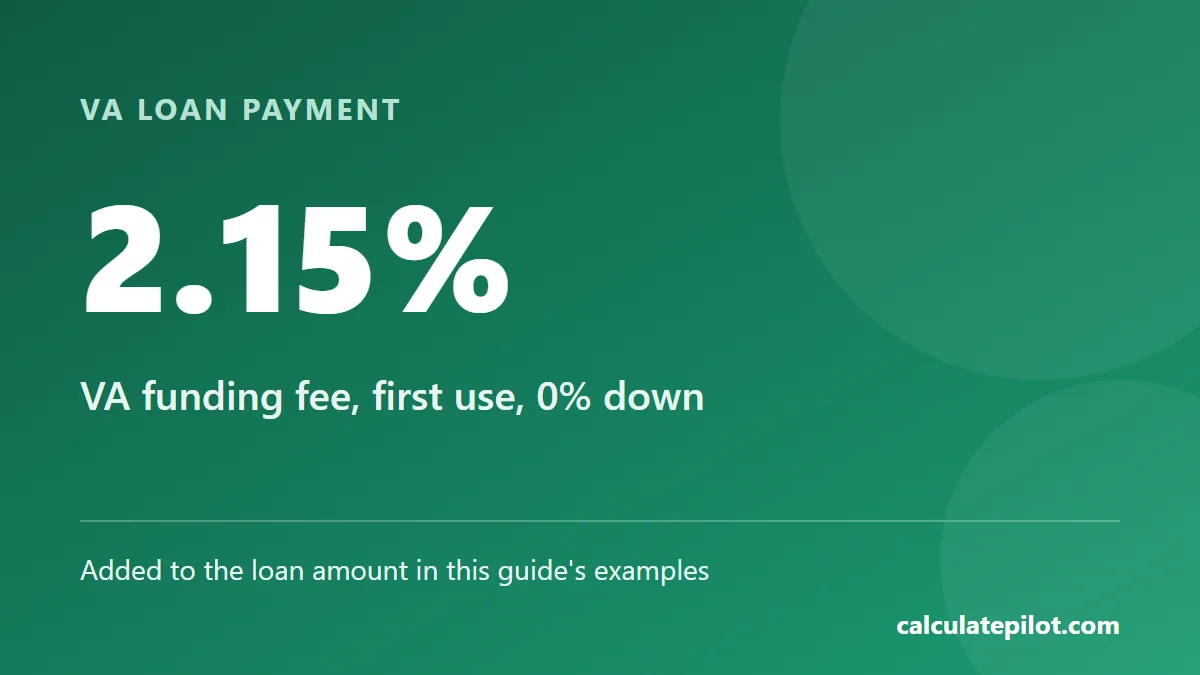 The VA funding fee is 2.15 percent for first-time use with no down payment